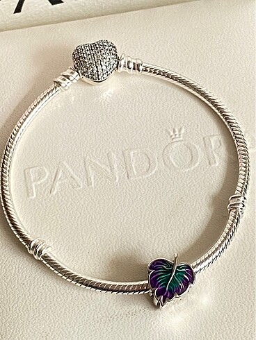  Beden Mor ve Yeşil Yaprak Charm
