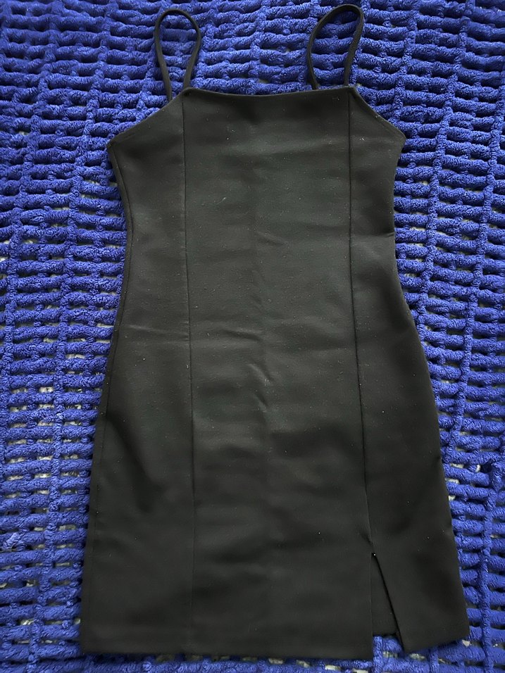 Siyah Bantlı Mini askılı  Kadın Elbise - Görsel 2