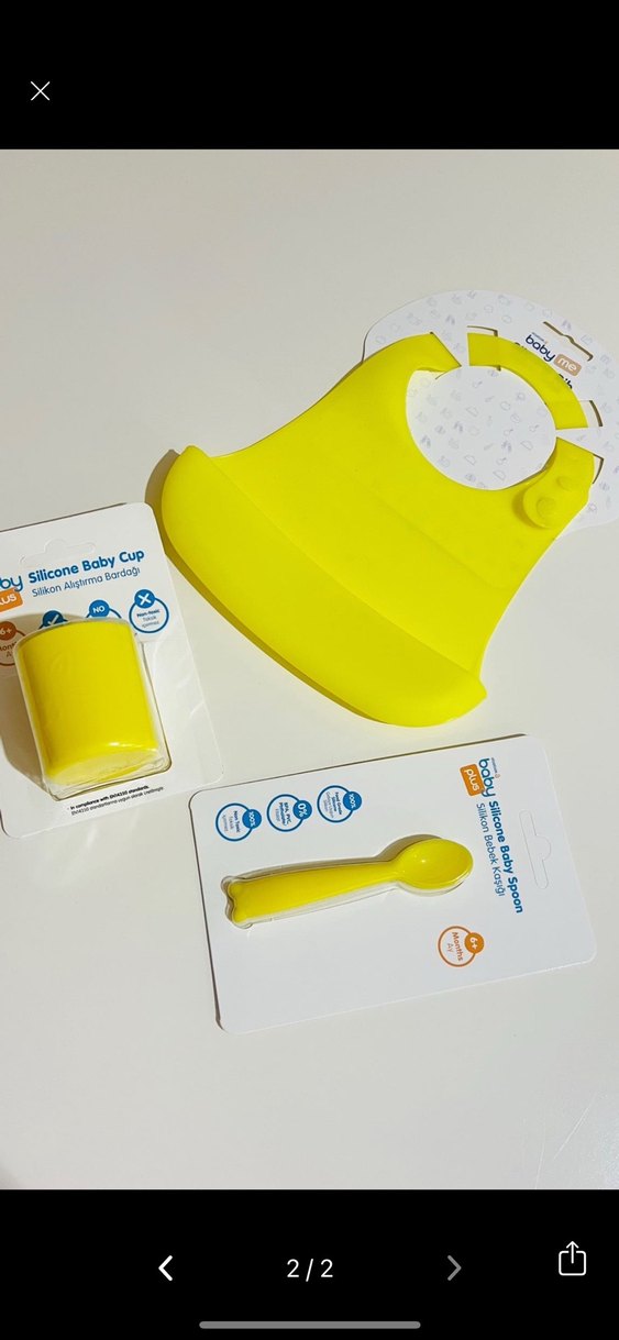 Sarı Bebek Önlüğü ve Beslenme Seti - Görsel 2
