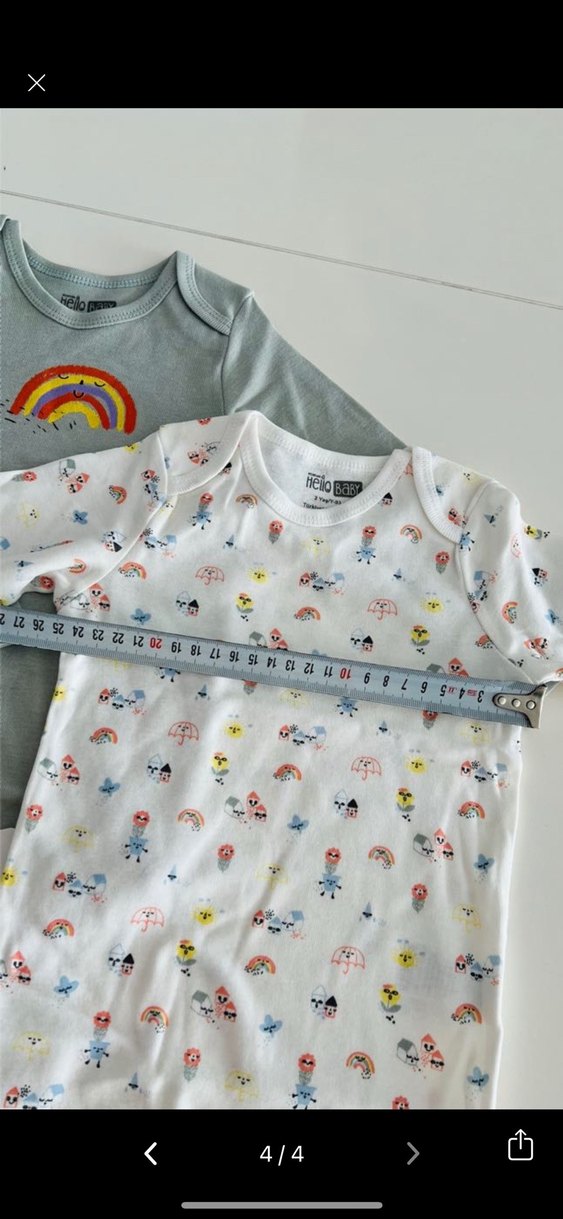 Uzun Kollu Gri Baskılı Bebek Body - Görsel 3