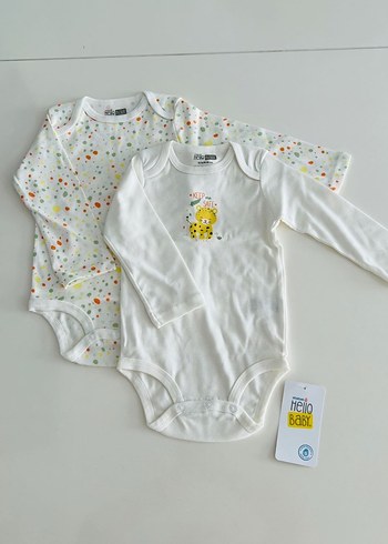 Bebek Kız Uzun Kollu Baskılı Body 2'li