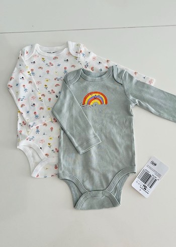 Uzun Kollu Erkek Bebek Pamuklu Body Seti