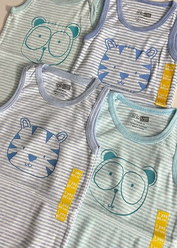 Mavi Çizgili Erkek Bebek Kolsuz Body Seti - Görsel 2