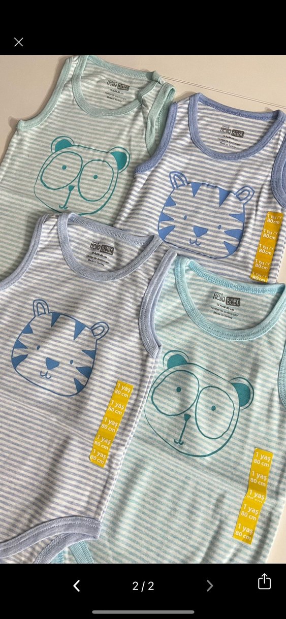 Mavi Çizgili Erkek Bebek Kolsuz Body Seti - Görsel 2