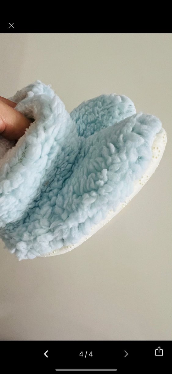 Erkek Çocuk Mavi Örgü Sıcak Terlik - Görsel 4