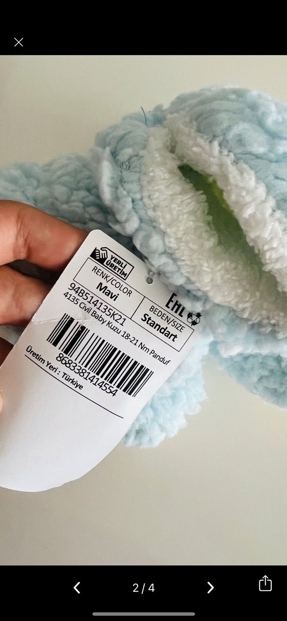 Erkek Çocuk Mavi Örgü Sıcak Terlik - Görsel 2