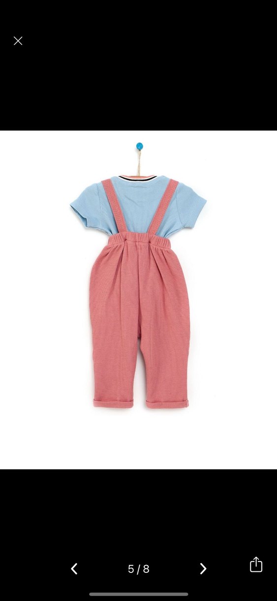 Pembe Askılı Bebek Kız Tulum Takımı - Görsel 5