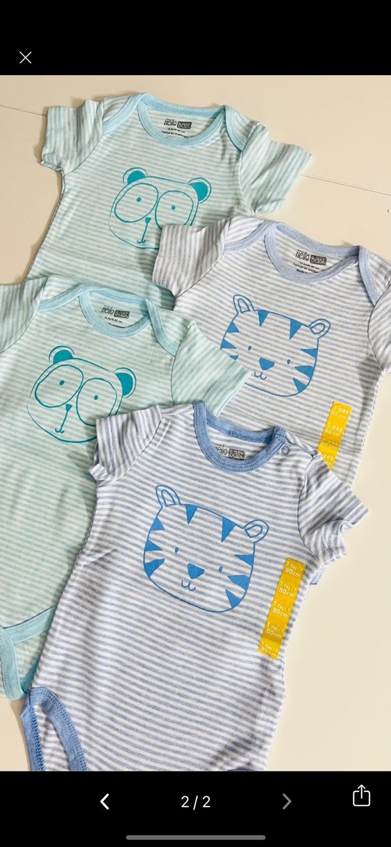 Mavi Zebra Desenli Kısa Kollu Bebek Body - Görsel 2