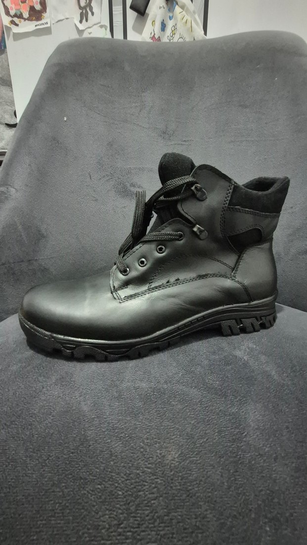 Siyah Erkek Biker Botları Tokalı orjinal deri - Görsel 2