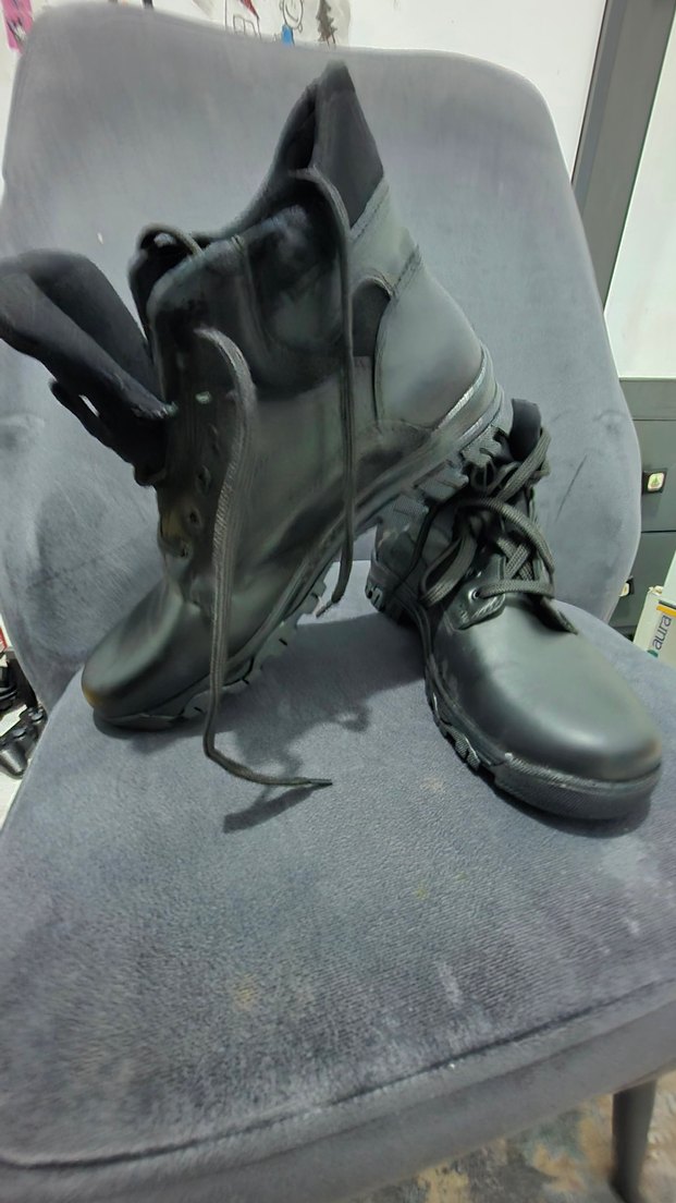 Siyah Erkek Biker Botları Tokalı orjinal deri - Görsel 5