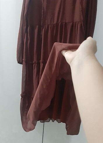 xl Beden bordo Renk Uzun elbise kiremit rengidir