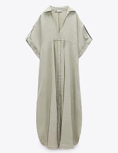 Zara Keten Midi Elbise