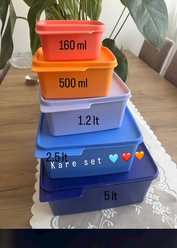 Kareset Plastik Saklama Kabı Seti - 5 Parça