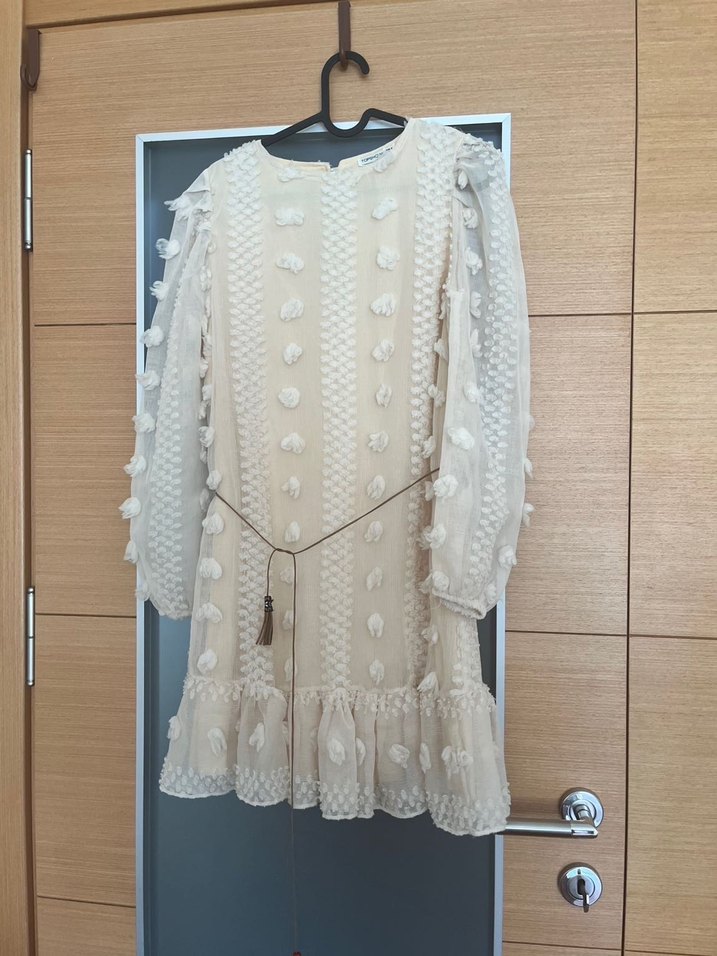 Beyaz Nakışlı Bohem Mini Elbise - Görsel 3