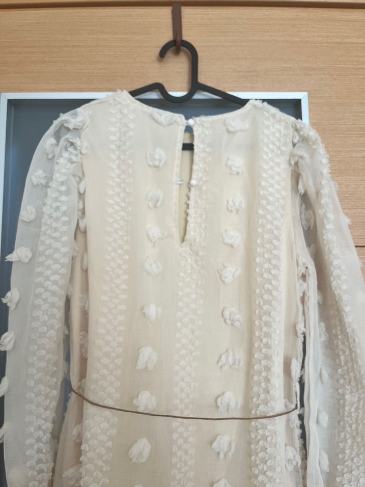 Beyaz Nakışlı Bohem Mini Elbise - Görsel 4