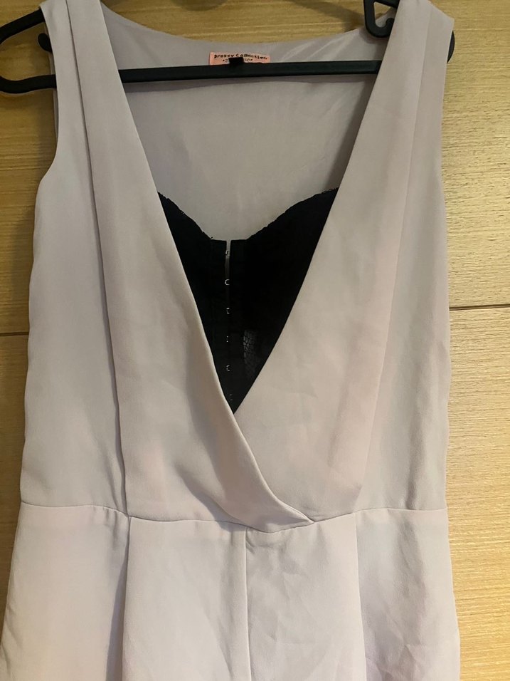 Bershka önğ dantelli büstiyerli V Yaka Tulum - Görsel 2