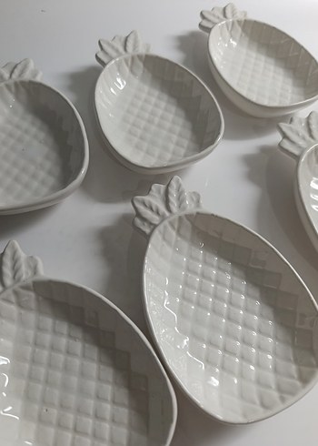 Beyaz Ananas Tasarımlı Bohem Tabak Seti - Görsel 2