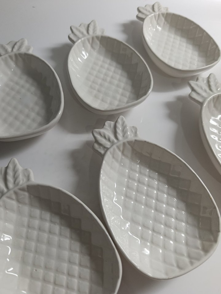 Beyaz Ananas Tasarımlı Bohem Tabak Seti - Görsel 2