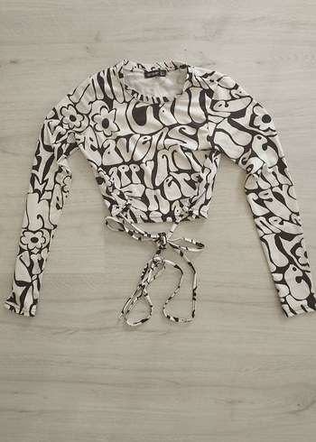 Diğer Desenli Belden Bağlamalı Crop