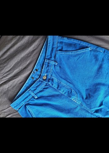 40 Beden Düğmeli Mavi Kot Pantolon