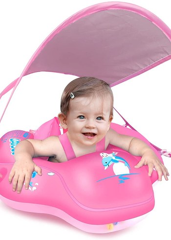 Gölgelikli Pembe Bebek Deniz Simidi