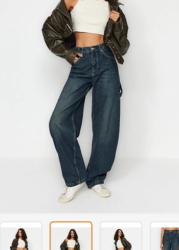 Trendyol & Milla Koyu Mavi Bol Kesim Denim Jean