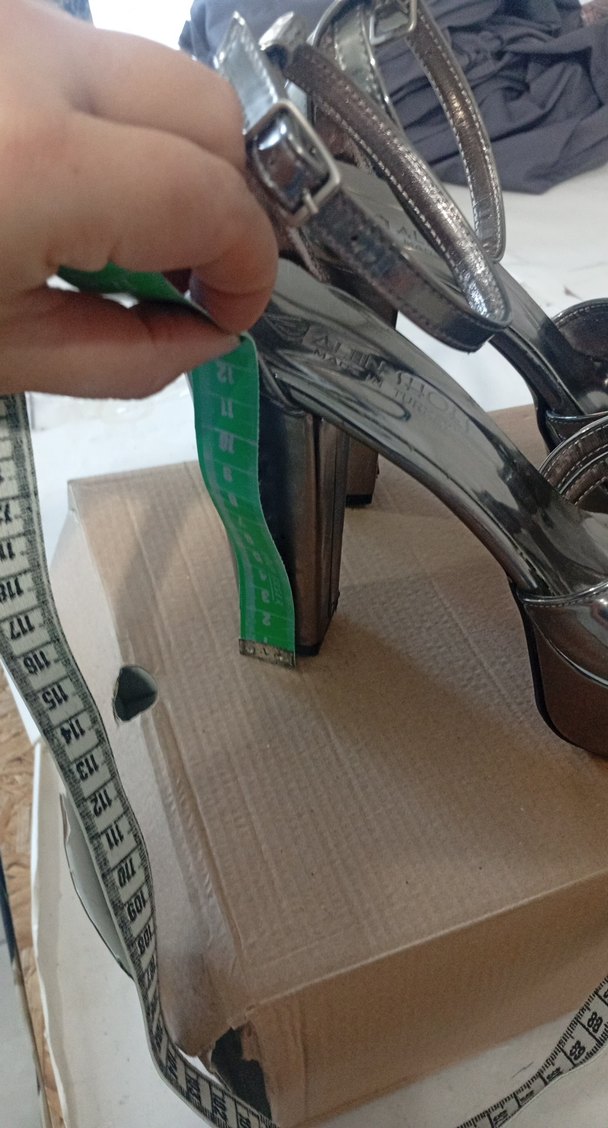 metalik Gri Platform Topuklu Kadın Ayakkabı - Görsel 5