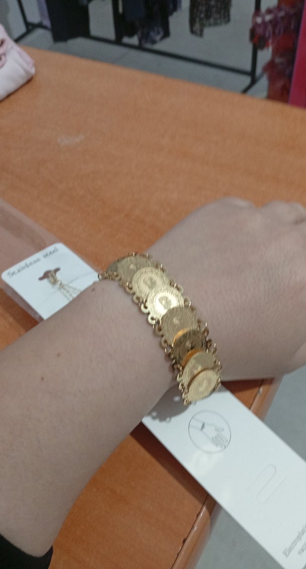 Çelik Bileklik Bohem Zincir Detaylı Altın Renk Bileklik - Görsel 3