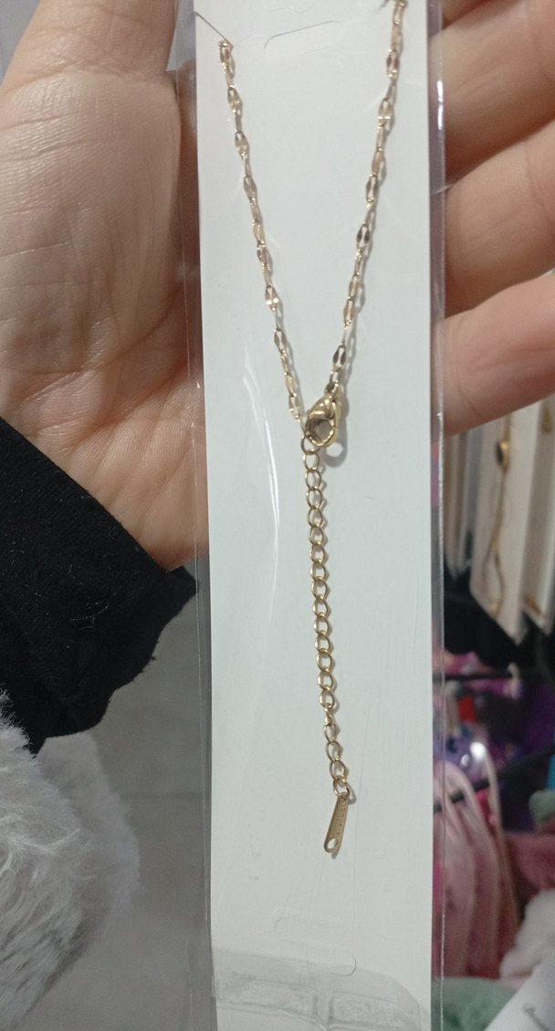 Çelik kolye İşlemeli Altın Renkli Midi Kolye - Görsel 3