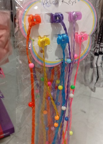 Renkli Püsküllü bonçuklu Çocuk Saç Tokası - Görsel 2