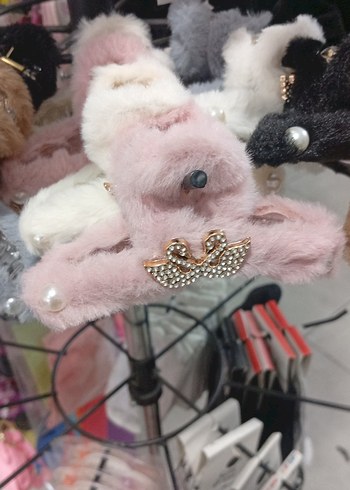 Renkli Kürklü Kadın Saç Tokaları - Görsel 2