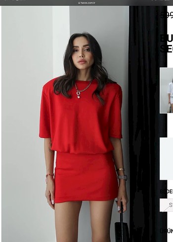 Parlak Kırmızı Mini Elbise, Salaş Kesim