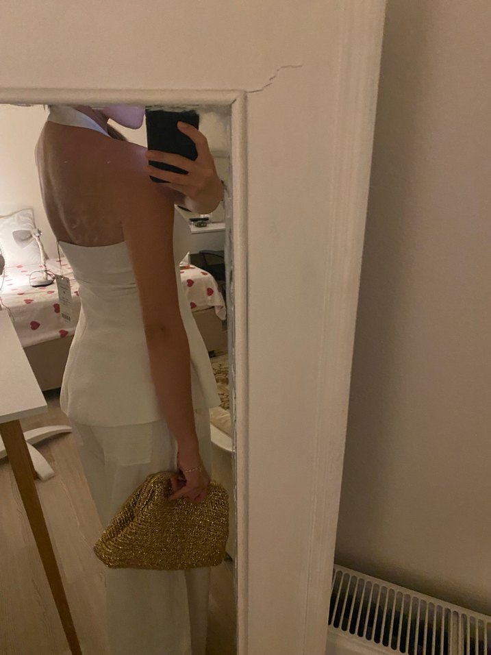 V Yaka Transparan Midi Kumaş dilvin üst - Görsel 3