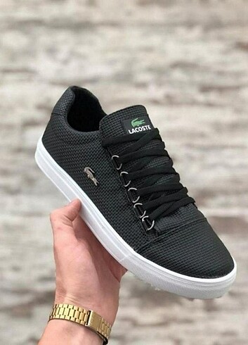 Siyah Lacoste Sneaker Erkek Ayakkabı 