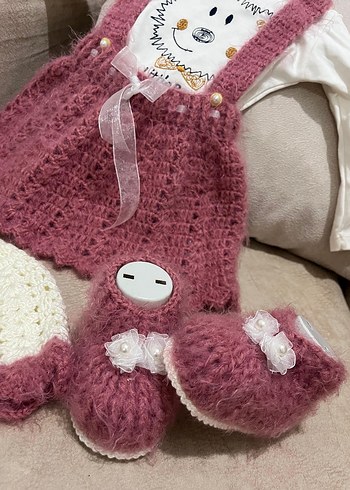 Nakışlı Triko Bebek Kız Takımı - Pembe - Görsel 2