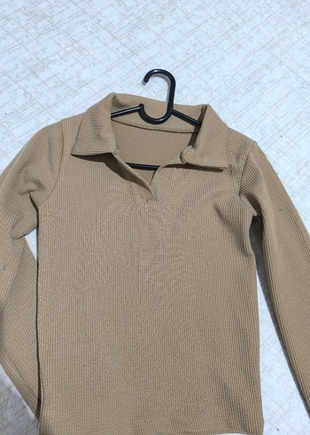 Bej Yakalı Kadın Triko Kazak - Görsel 2