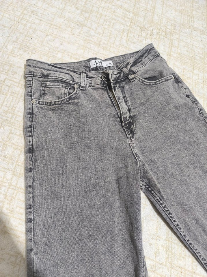 Gri Bağcıklı Midi Kadın Kot Pantolon - Görsel 2