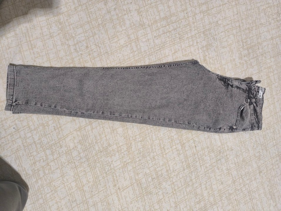 Gri Bağcıklı Midi Kadın Kot Pantolon - Görsel 3