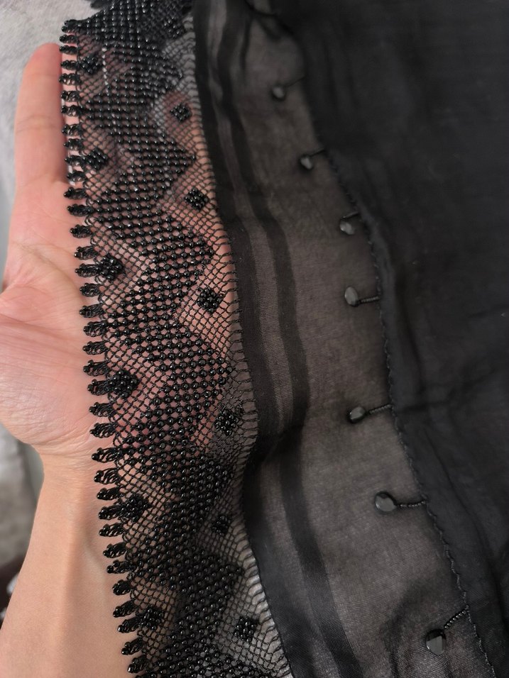 Dantel Detaylı Siyah Gotik Kadın Şal - Görsel 2