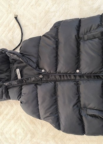 Siyah Uzun Kadın Yelek, Kürklü, Yüksek Yakalı - Görsel 2