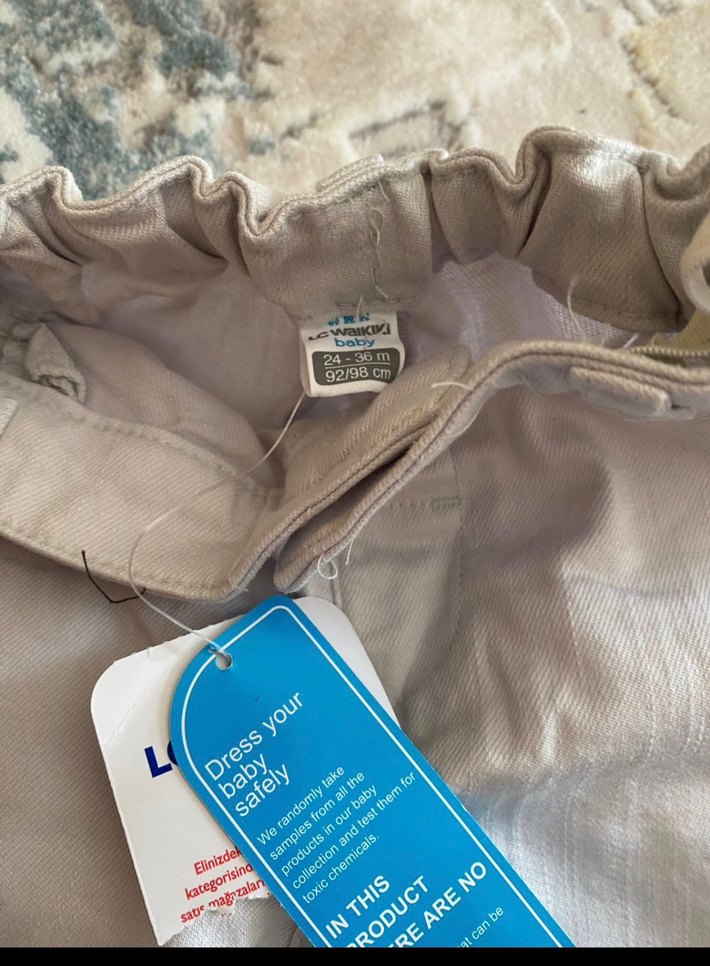 Bej Erkek Çocuk Kemerli Denim Pantolon - Görsel 2