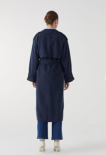 42 Beden LCW Modest Lacivert Trençkot