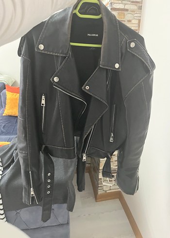 Pull and Bear Siyah Kadın Deri Biker Ceket