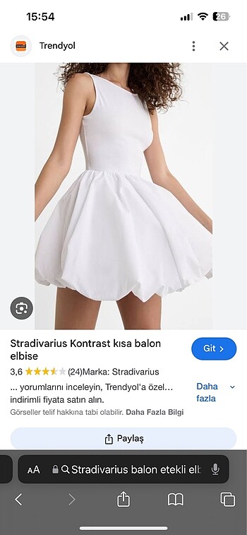 s Beden beyaz Renk Stradivarius beyaz balon etekli elbise