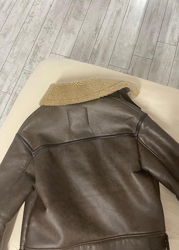 Bershka Bershka Kahverengi Kürklü Deri Kadın Ceket