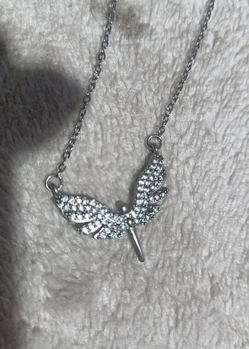 Gri kelebek Desenli Zincir Detaylı Uzun Kadın Kolye - Görsel 4