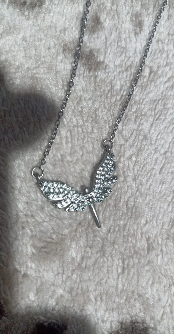 Gri kelebek Desenli Zincir Detaylı Uzun Kadın Kolye - Görsel 4