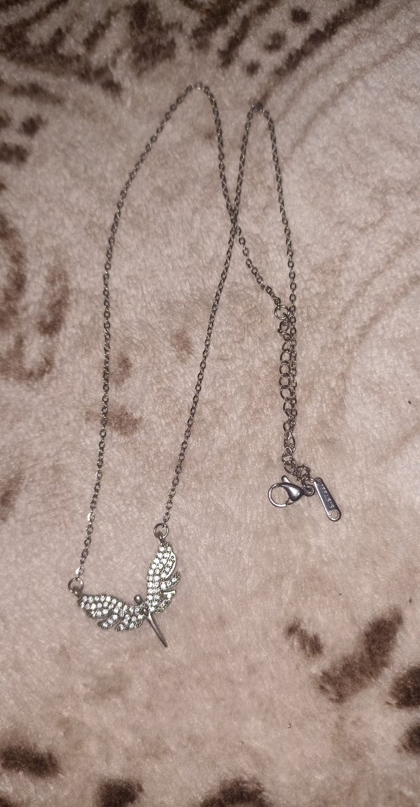 Gri kelebek Desenli Zincir Detaylı Uzun Kadın Kolye - Görsel 2