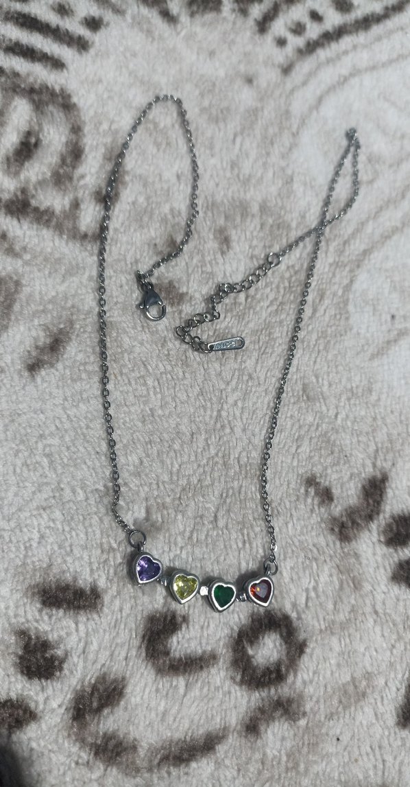 Renkli Kalp Detaylı Uzun Zincir Kolye - Görsel 2