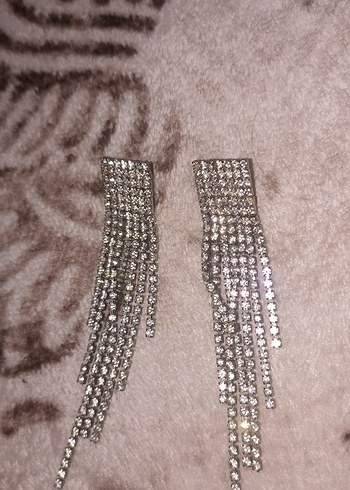 Gri Uzun Püsküllü Kadın Küpeler - Görsel 2